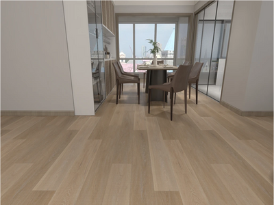 Definitive Hybrid Flooring - Almond - 100% Waterproof, 0.55mm Wear layer, Textured Feel, 228x1524x8.5(7mm + 1.5mm IXPE)