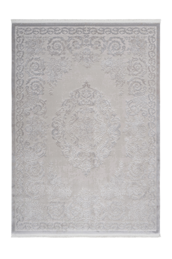 Pierre Cardin Vendome 700 Luxury Acrylic Silver Rug with Centre Medallion 